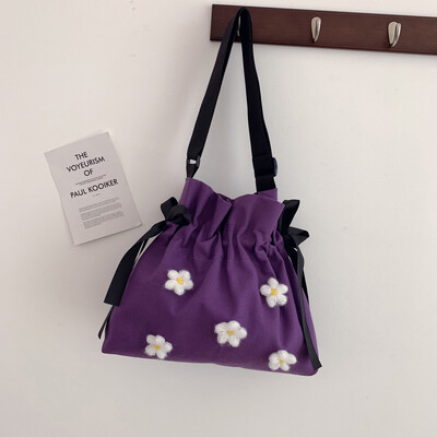 Tailored Women Canvas Messenger Bag Flower Large Shoulder Bag Cute Crossbody Shopping Bag