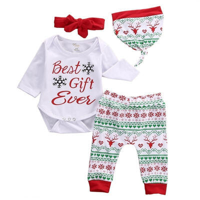 Newborn Baby Boys Girls Tops Romper Pants Hat 4PCS Outfits Set Christmas Clothes
Newborn Baby Boys Girls Tops Romper Pants Hat 4PCS Outfits Set Christmas Clothes
