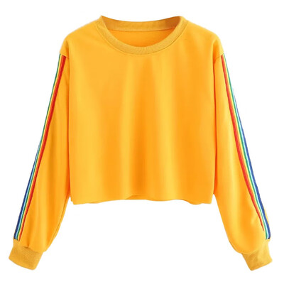 Women Autumn Winter O-neck Plus Size Loose Long-sleeved Short Color Strip Sweatshirt Sweet Tops
Women Autumn Winter O-neck Plus Size Loose Long-sleeved Short Color Strip Sweatshirt Sweet Tops
