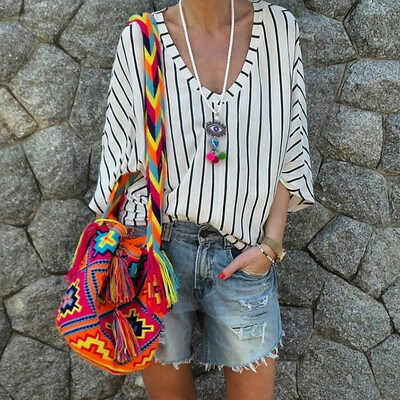 Women Loose V Collar Summer Cartoon Stripes Print Loose Long Sleeve Casual Simple Wild T-Shirt
Women Loose V Collar Summer Cartoon Stripes Print Loose Long Sleeve Casual Simple Wild T-Shirt