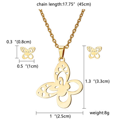 Charms Jewelry Set Hollow Butterfly Animal Plant Leaves Dragonfly Flowers Pendant Necklace Stud Earrings for Women Gold Color
Charms Jewelry Set Hollow Butterfly Animal Plant Leaves Dragonfly Flowers Pendant Necklace Stud Earrings for Women Gold Color