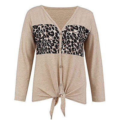 Women Fashion V-neck Leopard Patchwork Bandage T-Shirt Autumn Casual Long Sleeve T Shirt Female Button Top Tees Shirts Clothing
Women Fashion V-neck Leopard Patchwork Bandage T-Shirt Autumn Casual Long Sleeve T Shirt Female Button Top Tees Shirts Clothing