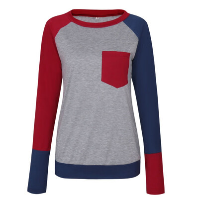 Female O-Neck Long Sleeve Casual Simple T Shirts Pocket Patchwork Tops Spring Autumn Women Cotton Slim T-Shirts Tees
Female O-Neck Long Sleeve Casual Simple T Shirts Pocket Patchwork Tops Spring Autumn Women Cotton Slim T-Shirts Tees