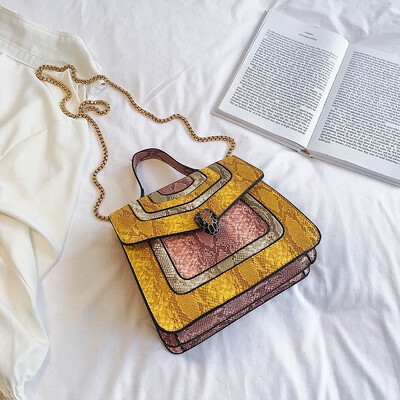 Qiao Bani 2019 new European&American style fashion BV hit color hot snake head flip bag shoulder diagonal trend handbags
Qiao Bani 2019 new European&American style fashion BV hit color hot snake head flip bag shoulder diagonal trend handbags
