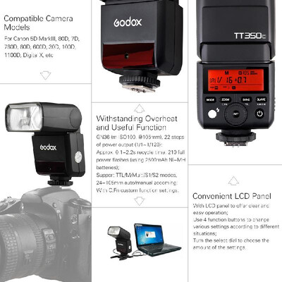 Godox Thinklite TT350C Mini 24G Wireless TTL Camera Flash Master & Slave Speedlite 18000s HSS for Canon 5D MarkIII 80D 7D 760D 6
Godox Thinklite TT350C Mini 24G Wireless TTL Camera Flash Master & Slave Speedlite 18000s HSS for Canon 5D MarkIII 80D 7D 760D 6