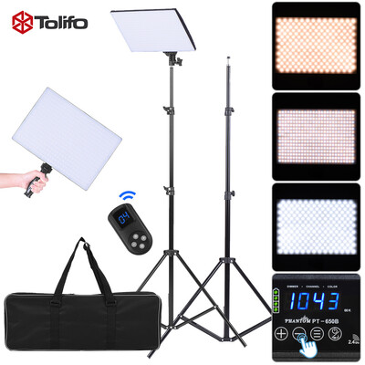 Tolifo Phantom PT-650B Silm Dimmable Bi-color Temperature 3200K - 5600K 432pcs LED Panel Light Kit Set w Remote Control Light
Tolifo Phantom PT-650B Silm Dimmable Bi-color Temperature 3200K - 5600K 432pcs LED Panel Light Kit Set w Remote Control Light