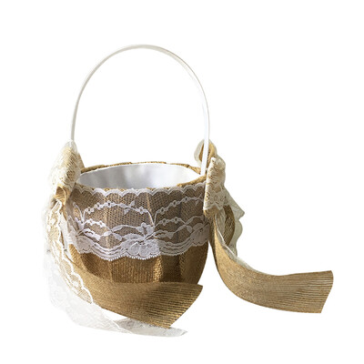 Wedding Flower Girl Basket Vintage Burlap Lace Bowknot Flower Basket Wedding Basket
Wedding Flower Girl Basket Vintage Burlap Lace Bowknot Flower Basket Wedding Basket