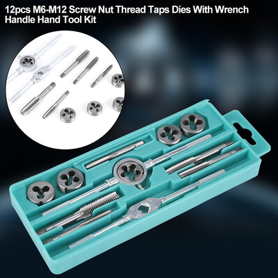 Greensen 12pcs M6-M12 Screw Nut Thread Taps Dies With Wrench Handle Hand Tool Kit Tap wrench Hand Tools
Greensen 12pcs M6-M12 Screw Nut Thread Taps Dies With Wrench Handle Hand Tool Kit Tap wrench Hand Tools