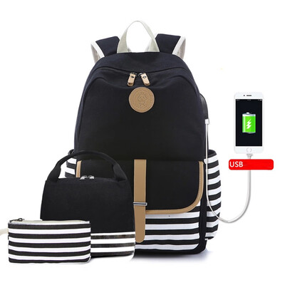 Tailored 3PC Women Ladies Girl Striped Handbag Shoulder Backpack With USB Interface Bags
Tailored 3PC Women Ladies Girl Striped Handbag Shoulder Backpack With USB Interface Bags