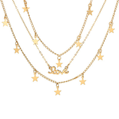 HuaTang Gold Chain Tiny Star Love Pendant Necklace Women Adjustable Multi-layer Necklaces Choker Jewelry Collares 4558
HuaTang Gold Chain Tiny Star Love Pendant Necklace Women Adjustable Multi-layer Necklaces Choker Jewelry Collares 4558