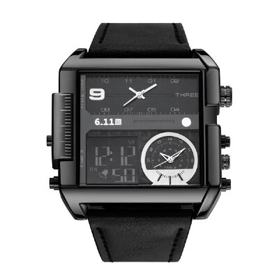 611 Men Leather Band Rectangle Dial Analog Quartz Watches 3 Time Zones Waterproof Electronic Wristwatch
611 Men Leather Band Rectangle Dial Analog Quartz Watches 3 Time Zones Waterproof Electronic Wristwatch
