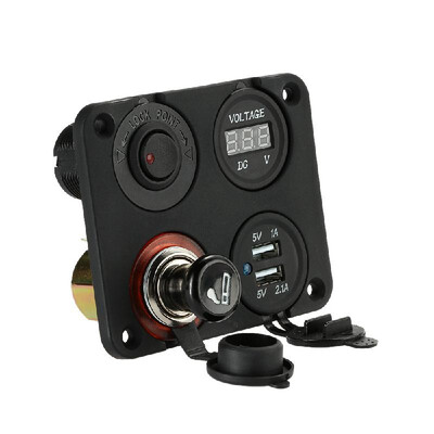 Four Hole Panel Base Dual USB Socket Voltmeter Meter Mental Power Socket with Cigarette Lighter ON-OFF Button Switch for C
Four Hole Panel Base Dual USB Socket Voltmeter Meter Mental Power Socket with Cigarette Lighter ON-OFF Button Switch for C