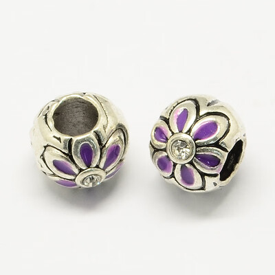 Alloy Rhinestone Enamel Style European Beads Large Hole Round Beads with Flower DarkOrchid 10x9mm Hole 45mm
Alloy Rhinestone Enamel Style European Beads Large Hole Round Beads with Flower DarkOrchid 10x9mm Hole 45mm
