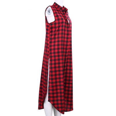 New Fashion Women Long Plaid Casual Robe Casual Biouse Sleeveless Red And Black Line Chiffon Tops Blouse
New Fashion Women Long Plaid Casual Robe Casual Biouse Sleeveless Red And Black Line Chiffon Tops Blouse