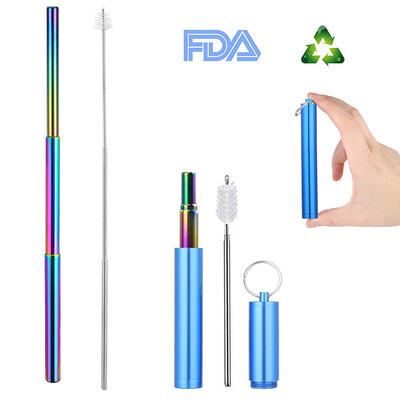 Adjustable Reusable Stainless Steel Straws Three-Section Telescopic Straight Straw Set with Cleaning Brush for Water Coffee
Adjustable Reusable Stainless Steel Straws Three-Section Telescopic Straight Straw Set with Cleaning Brush for Water Coffee