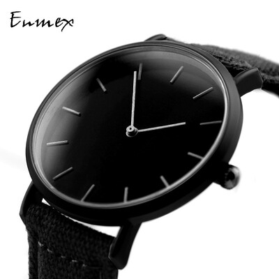 Design of simple canvas cool black watch light&thin two-needle cold tie watch when translating holiday gift Enmex
Design of simple canvas cool black watch light&thin two-needle cold tie watch when translating holiday gift Enmex