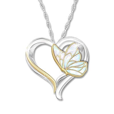 Butterfly Pendant Solid Sterling Silver Pendant With 18-Carat Gold-Plating Inlay Butterfly Within The Heart Necklace
Butterfly Pendant Solid Sterling Silver Pendant With 18-Carat Gold-Plating Inlay Butterfly Within The Heart Necklace
