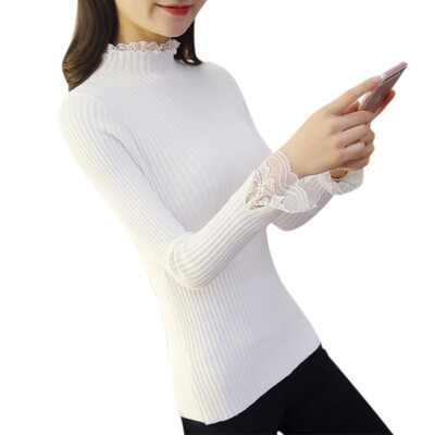 Women Fashion Casual Autumn Winter Half-high Collar Lace Bottoming Shirt Long-sleeved Slim Sweater Shirt
Women Fashion Casual Autumn Winter Half-high Collar Lace Bottoming Shirt Long-sleeved Slim Sweater Shirt