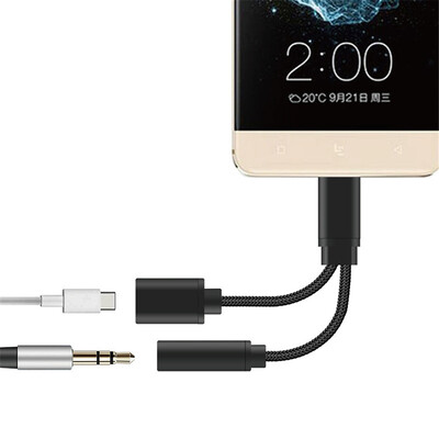 2 in 1 USB-C to 35mm Audio Adapter 2 in 1 USB Type C Cable Fast Charge to 35mm Audio Jack Headphone Adapter Converter
2 in 1 USB-C to 35mm Audio Adapter 2 in 1 USB Type C Cable Fast Charge to 35mm Audio Jack Headphone Adapter Converter
