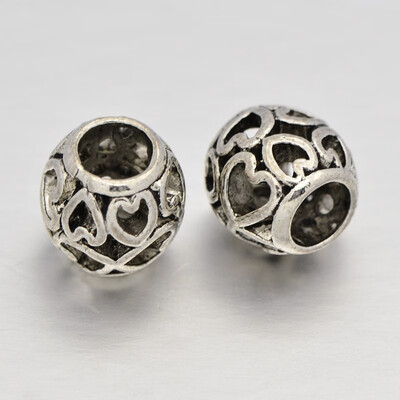 Filigree Heart Rondelle Alloy European Beads Large Hole Beads Antique Silver 10x95mm Hole 5mm
Filigree Heart Rondelle Alloy European Beads Large Hole Beads Antique Silver 10x95mm Hole 5mm