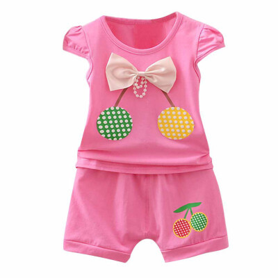 Summer Baby Girls Clothing Set Fly Sleeve Cherry Print Bow T-shirt TopsShorts Casual Outfits Sets
Summer Baby Girls Clothing Set Fly Sleeve Cherry Print Bow T-shirt TopsShorts Casual Outfits Sets
