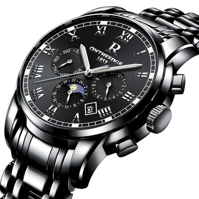 Man Automatic mechanical watch Business affairs Noctilucent Wrist watch Waterproof steel strip Calendar watch