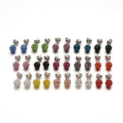 Polymer Clay Rhinestone Ball Stud Earrings with Stainless Steel Stud Earring Findings Stainless Steel Color Mixed Color 6mm P
Polymer Clay Rhinestone Ball Stud Earrings with Stainless Steel Stud Earring Findings Stainless Steel Color Mixed Color 6mm P