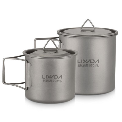 Lixada Ultralight Titanium Cup Outdoor Portable 2PCS Cup Set 350ml 650ml Camping Picnic Water Cup Mug with Foldable Handle
Lixada Ultralight Titanium Cup Outdoor Portable 2PCS Cup Set 350ml 650ml Camping Picnic Water Cup Mug with Foldable Handle