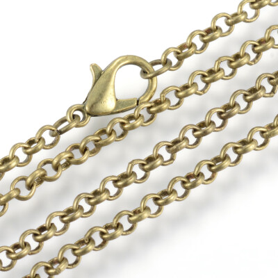 Iron Rolo Chains Necklace Makings with Lobster Clasps Soldered Antique Bronze 177"45cm
Iron Rolo Chains Necklace Makings with Lobster Clasps Soldered Antique Bronze 177"45cm