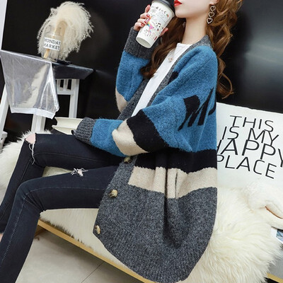 New womens long cardigan sweater letter printing fashion loose fashion casual Korean version of the knitted jacket
New womens long cardigan sweater letter printing fashion loose fashion casual Korean version of the knitted jacket