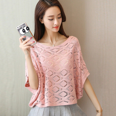 Women Elegant Knitted Womens Tops And Blouses Hollow Out Batwing Sleeve O-Neck Summer Tops Blusas Mujer De Moda
Women Elegant Knitted Womens Tops And Blouses Hollow Out Batwing Sleeve O-Neck Summer Tops Blusas Mujer De Moda
