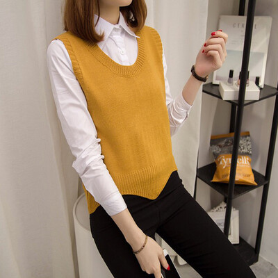 Women Fashion Autumn Loose Sleeveless V-neck Sweater Vest Female Short Pullover Sweater Vest 
Women Fashion Autumn Loose Sleeveless V-neck Sweater Vest Female Short Pullover Sweater Vest