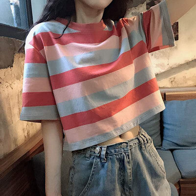 Summer Womens Elegant New Style Sweet Fashion Design Casual O Neck Striped Short Sleeve Loose Pullover Crop Top T-Shirt
Summer Womens Elegant New Style Sweet Fashion Design Casual O Neck Striped Short Sleeve Loose Pullover Crop Top T-Shirt