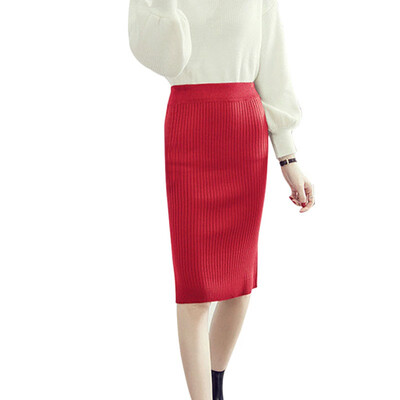 Fashion Women Solid High Waist Knitted Pencil Midi Slim Knee-Length Women Skirt harajuku Female clothing
Fashion Women Solid High Waist Knitted Pencil Midi Slim Knee-Length Women Skirt harajuku Female clothing