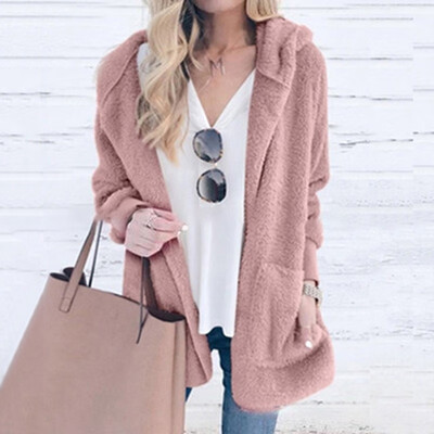 Autumn Winter Women Fashion Casual Solid color Plush Hooded Long sleeve Cardigan coat
Autumn Winter Women Fashion Casual Solid color Plush Hooded Long sleeve Cardigan coat