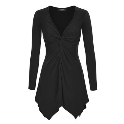 Autumn Women Sexy Solid Color V-Neck Plus Size Pleated Long-Sleeved Irregular Hem T-Shirt
Autumn Women Sexy Solid Color V-Neck Plus Size Pleated Long-Sleeved Irregular Hem T-Shirt