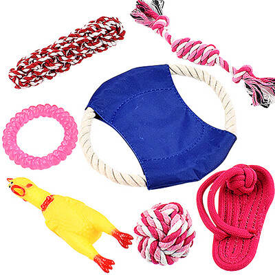 HANHANLEYUAN dog toy pet training seven-piece frisbee bite-proof venting cotton rope slippers toy molar stick puppies screaming chicken large supplies color random
HANHANLEYUAN dog toy pet training seven-piece frisbee bite-proof venting cotton rope slippers toy molar stick puppies screaming chicken large supplies color random