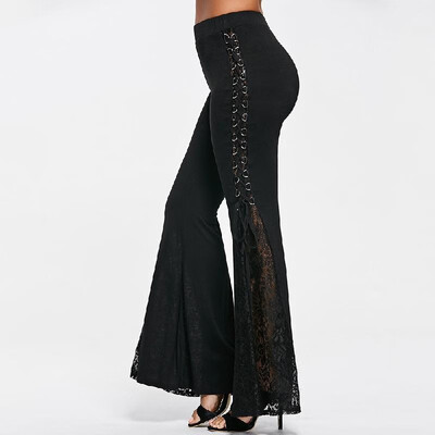 Fashion Women Lace Flared Pants Lace-Up Bandage High Waist Solid Bell Bottom Long Trousers Black
Fashion Women Lace Flared Pants Lace-Up Bandage High Waist Solid Bell Bottom Long Trousers Black