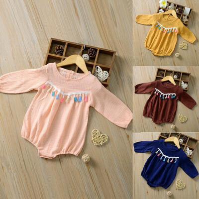 2019 Newborn Clothes Baby Girl Cotton&Linen Long Sleeve Bodysuits One Piece Solid Color Tassels Romper Tops 0-24 Months
2019 Newborn Clothes Baby Girl Cotton&Linen Long Sleeve Bodysuits One Piece Solid Color Tassels Romper Tops 0-24 Months