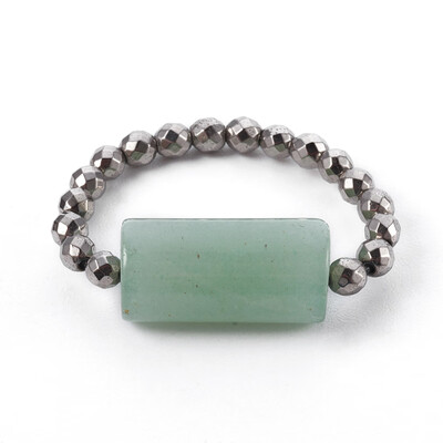 Natural Green Aventurine Stretch Rings with Electroplate Non-magnetic Synthetic Hematite Beads Column 23mm
Natural Green Aventurine Stretch Rings with Electroplate Non-magnetic Synthetic Hematite Beads Column 23mm