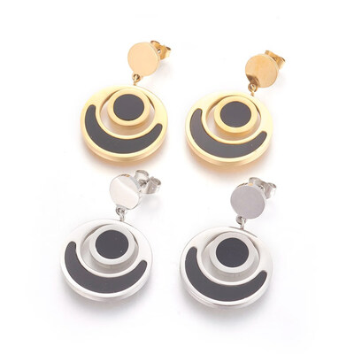 304 Stainless Steel Dangle Stud Earrings with Resin Flat Round Mixed Color 31mm Pin 06mm
304 Stainless Steel Dangle Stud Earrings with Resin Flat Round Mixed Color 31mm Pin 06mm
