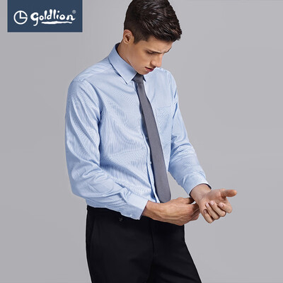 Jinlilai 2018 autumn new mens liquid ammonia easy to soft cotton pinstripes business dress long-sleeved shirt in the blue
Jinlilai 2018 autumn new mens liquid ammonia easy to soft cotton pinstripes business dress long-sleeved shirt in the blue