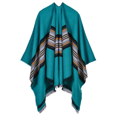 Women Poncho Cardigan Sweater Contrast Color Striped Cashmere Capes Shawl Scarf Outerwear
Women Poncho Cardigan Sweater Contrast Color Striped Cashmere Capes Shawl Scarf Outerwear
