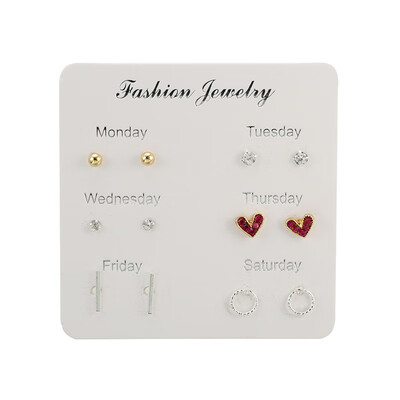 6 Pairsset 2019 New Earrings for Women Stars Heart Cute Earring Fashion Jewelry Monday To Saturday 6 Pairs Earrings
6 Pairsset 2019 New Earrings for Women Stars Heart Cute Earring Fashion Jewelry Monday To Saturday 6 Pairs Earrings