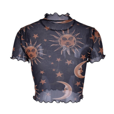 Sexy Women Sun Moon Printed See Through Transparent Mesh Crop Tops Black White Long Sleeve Sheer Slim Ladies Round Neck T-Shirt
Sexy Women Sun Moon Printed See Through Transparent Mesh Crop Tops Black White Long Sleeve Sheer Slim Ladies Round Neck T-Shirt