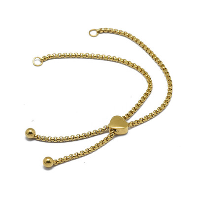316 Stainless Steel Slider Bracelet Makings with Box Chains Heart Golden 10-12"266cm
316 Stainless Steel Slider Bracelet Makings with Box Chains Heart Golden 10-12"266cm