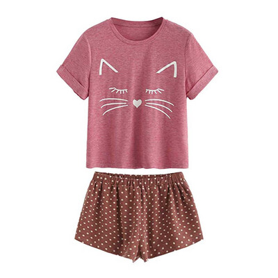 Roseonmyhand Womens Casual Cat Shorts Short Sleeve Ruffled T-Shirt Sleepwear Nightwear Set
Roseonmyhand Womens Casual Cat Shorts Short Sleeve Ruffled T-Shirt Sleepwear Nightwear Set
