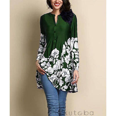 Sell Well Fashion Women Pintuck Front Button Up Neck Floral Print Long Sleeve Loose Tops Size -5XL
Sell Well Fashion Women Pintuck Front Button Up Neck Floral Print Long Sleeve Loose Tops Size -5XL