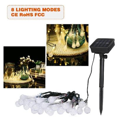 Solar String Lights 197ft 30 LED Water Drop Rope Light 8 Modes Multicolor for Party Garden Home Festival Decoration
Solar String Lights 197ft 30 LED Water Drop Rope Light 8 Modes Multicolor for Party Garden Home Festival Decoration