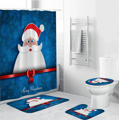 Tailored 4Pcs Christmas shower Curtain Bathroom Anti-slip Carpet Rug Toilet Cover Mat Set
Tailored 4Pcs Christmas shower Curtain Bathroom Anti-slip Carpet Rug Toilet Cover Mat Set